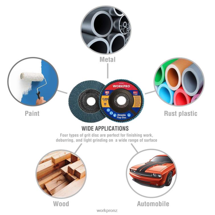 20 Pcs Flap Discs Zirconia Abrasive Grinding Wheel and Flap Sanding Disc 8884L209 Useful WORKPRO Tool