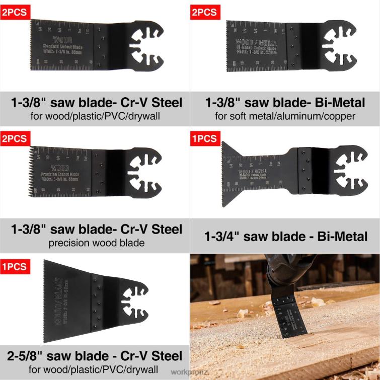 25 Pcs Oscillating Saw Blades, Cutting Blade, Universal Multitool Accessory for Sanding, Grinding, and Cutting 8884L200 Morden WORKPRO Tool
