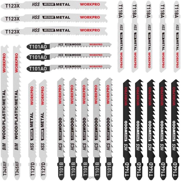 25 Pcs T-Shank Jig Saw Blade Set with Storage Case 8884L210 Helpful WORKPRO Tool