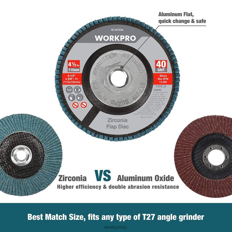 5 Pack Zirconia Flap Disc, Angle Grinder Sanding Disc, 4-1/2 inch Grinding Wheels 8884L206 Useful WORKPRO Tool