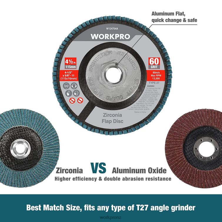 5 Pack Zirconia Flap Disc, Angle Grinder Sanding Disc, 4-1/2 inch Grinding Wheels 8884L206 Useful WORKPRO Tool