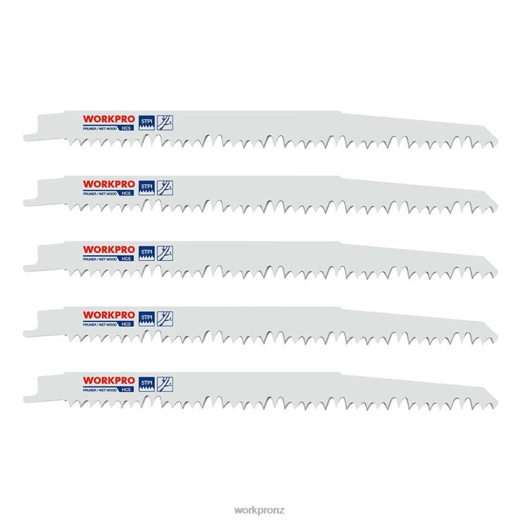5 Pcs 9-Inch Wood Pruning Reciprocating Saw Blade Set 8884L208 Helpful WORKPRO Tool