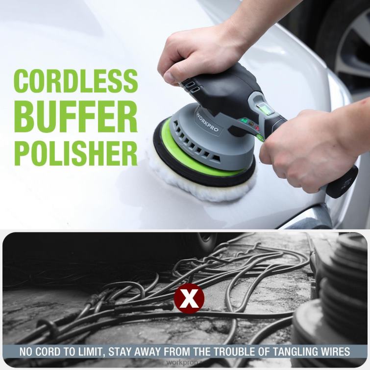 6-Inch Dual Action Cordless Car Buffer Polisher with 2 pcs 12V Rechargeable Battery 8884L238 Morden WORKPRO Tool