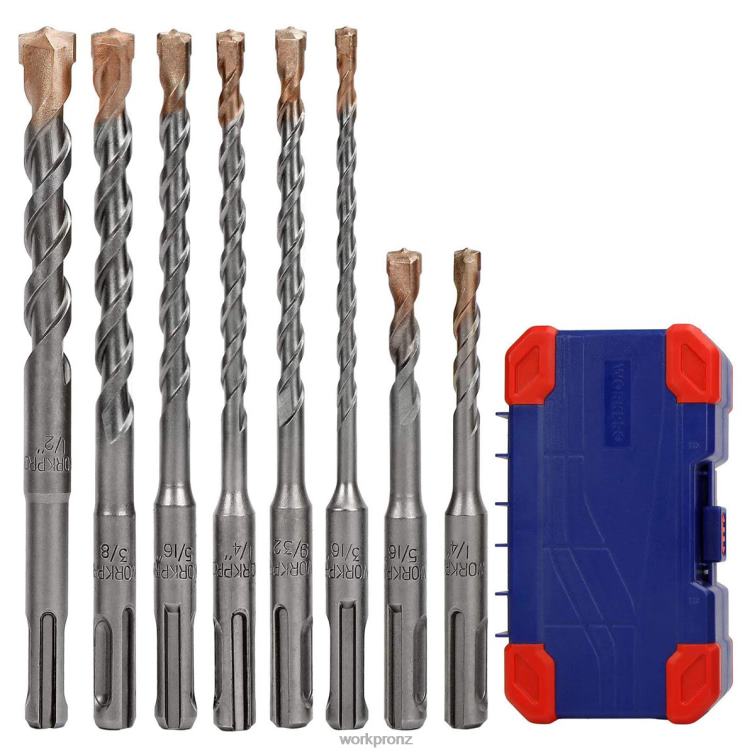 8 Pcs SDS-plus Drill Bit Set, Carbide Tip, SDS+ Rotary Hammer Drill Bit Set with Storage Case for Brick, Cement, Stone & Concrete 8884L205 Useful WORKPRO Tool