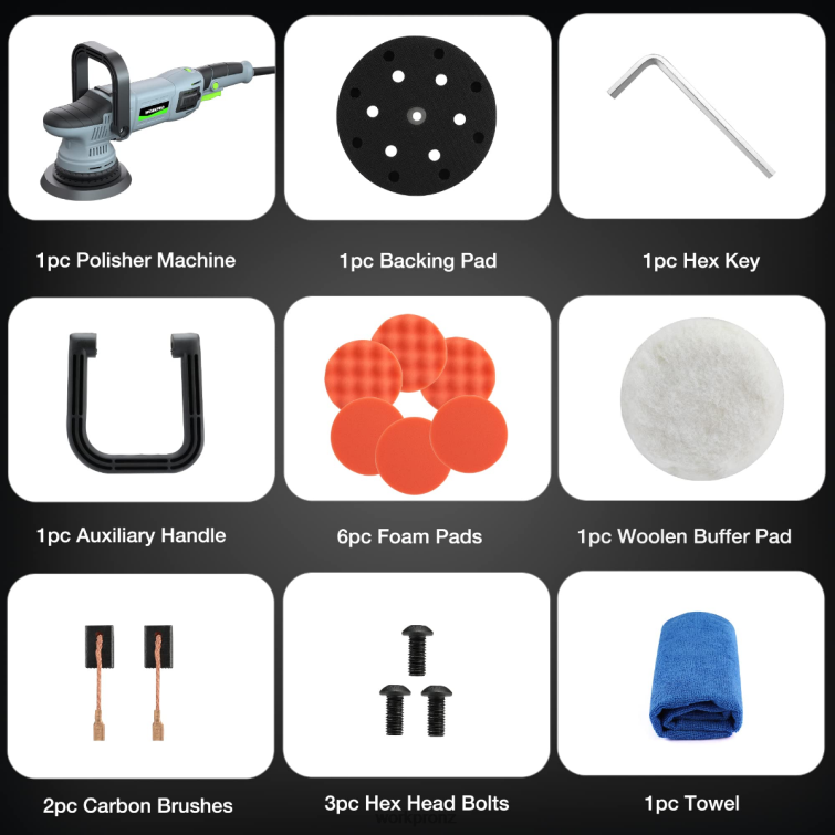 Buffer Polisher, 6-inch 1080W Dual Action Random Orbital Polish Kit 8884L240 Morden WORKPRO Tool