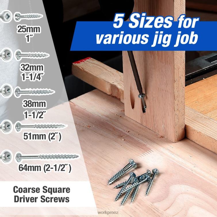 Plastic Plugs Coarse Square Driver Screws Pocket Hole Jig Kit 8884L201 Morden WORKPRO Tool