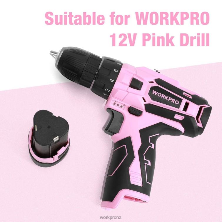 12V Lithium-ion Replacement Battery for 12V Cordless Drill Driver 8884L223 Pink WORKPRO Tool