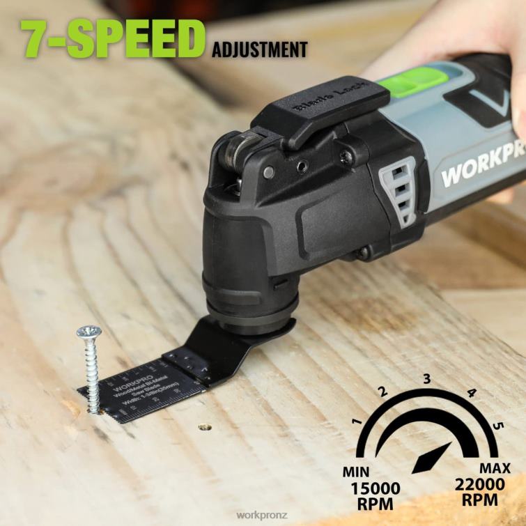 3.0 Amp Corded Quick-Lock Replaceable Oscillating Saw with 7 Variable Speed 3 Oscillation Angle, 17pcs Saw Accessories, and Carrying Bag 8884L230 Useful WORKPRO Tool