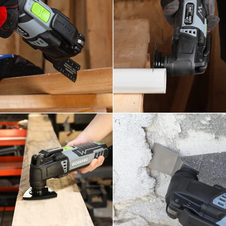 3.0 Amp Corded Quick-Lock Replaceable Oscillating Saw with 7 Variable Speed 3 Oscillation Angle, 17pcs Saw Accessories, and Carrying Bag 8884L230 Useful WORKPRO Tool