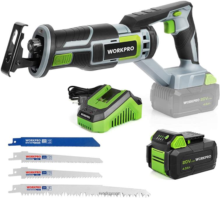 Cordless Reciprocating Saw, 4 Saw Blades for Wood & Metal Cutting Included 8884L184 New WORKPRO Tool