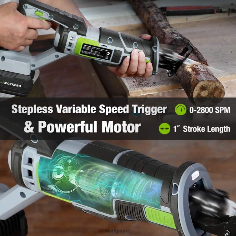 Cordless Reciprocating Saw, 4 Saw Blades for Wood & Metal Cutting Included 8884L184 New WORKPRO Tool