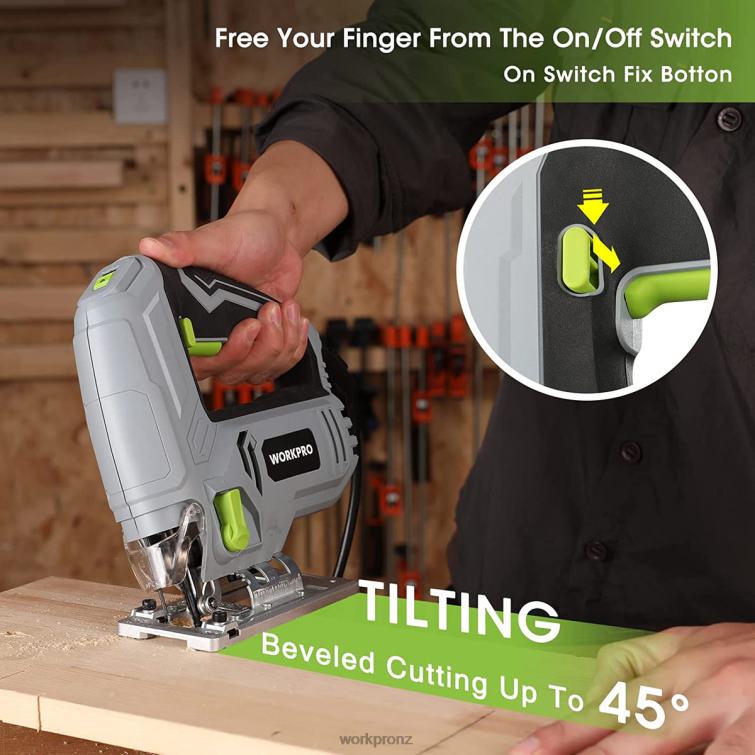 Jig Saw, 5 AMP 3000 SPM, Jigsaw Tool Corded Electric Power Cutter for Wood, Metal, and Plastic Cutting, 7 Blades 8884L242 Morden WORKPRO Tool