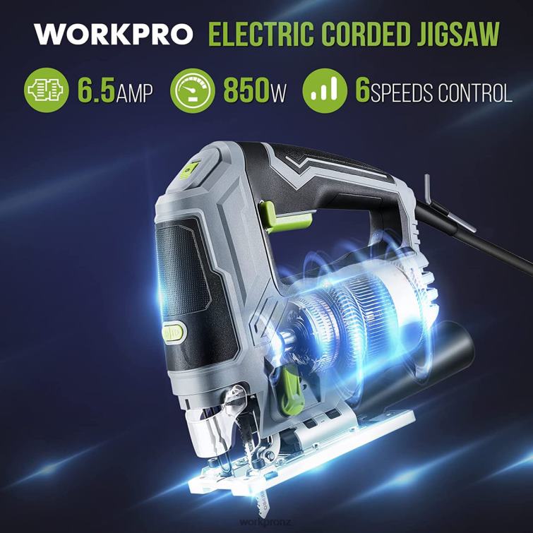 Jigsaw, 6.5AMP 850W Corded Electric Jig Saw Tool Kit 8884L241 Morden WORKPRO Tool
