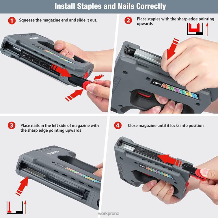 6 in 1 3.6V Rechargeable Cordless Staple Gun 8884L166 Useful WORKPRO Tool