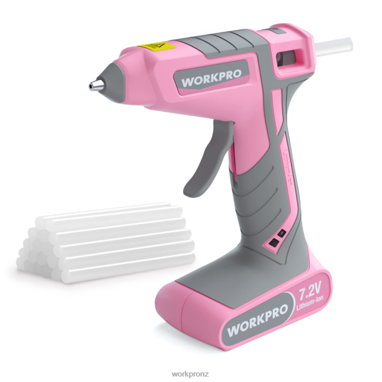 7.2V Cordless Hot Melt Glue Gun Kit 8884L164 Pink/White WORKPRO Tool