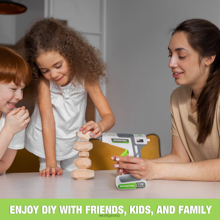 7.2V Cordless Hot Melt Glue Gun Kit 8884L164 Pink/White WORKPRO Tool