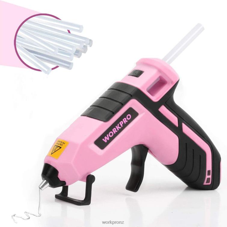 Cordless Melt Fast Preheating Mini Glue Gun with 20 PCS Premium Glue Stick 8884L163 Blue/Pink WORKPRO Tool