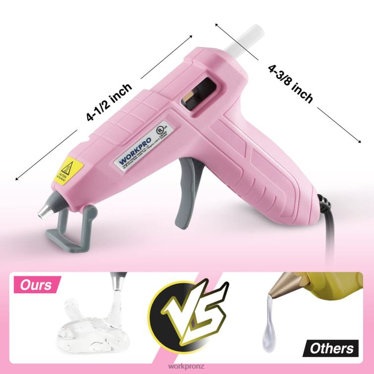 Mini Hot Glue Gun Kit with 20 Pcs Hot Glue Sticks 8884L162 Pink/White WORKPRO Tool