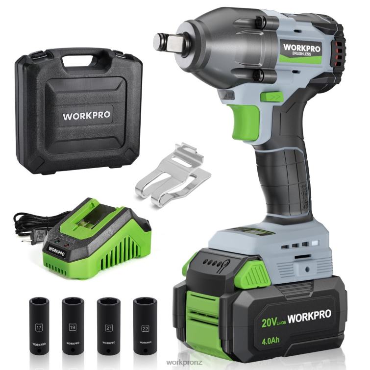 20V Cordless Impact Wrench, with 4.0 Ah Battery, Fast Charger, 4 Impact Sockets and Storage Case 8884L188 Morden WORKPRO Tool