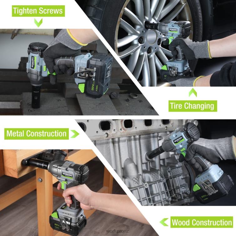 20V Cordless Impact Wrench, with 4.0 Ah Battery, Fast Charger, 4 Impact Sockets and Storage Case 8884L188 Morden WORKPRO Tool