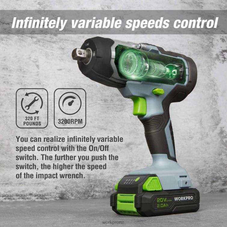 20V Cordless Impact Wrench with Fast Charger Belt Clip for Easy Carrying 8884L187 Morden WORKPRO Tool