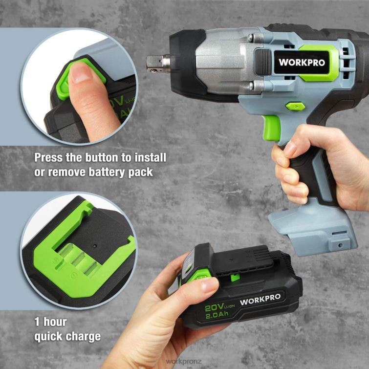20V Cordless Impact Wrench with Fast Charger Belt Clip for Easy Carrying 8884L187 Morden WORKPRO Tool