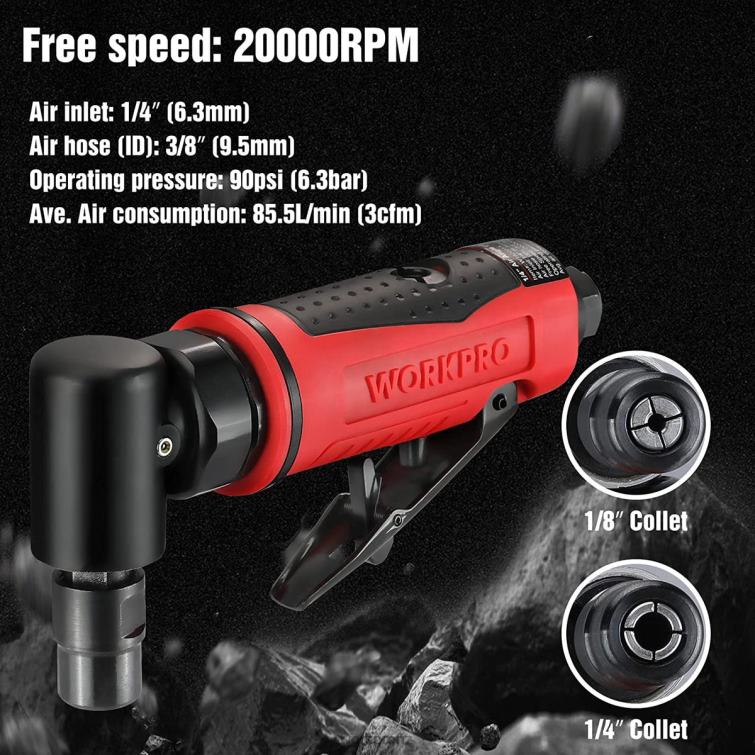 Air Angle Die Grinder 1/4-Inch Pneumatic Right Angle Die Grinder Set 8884L180 Morden WORKPRO Tool