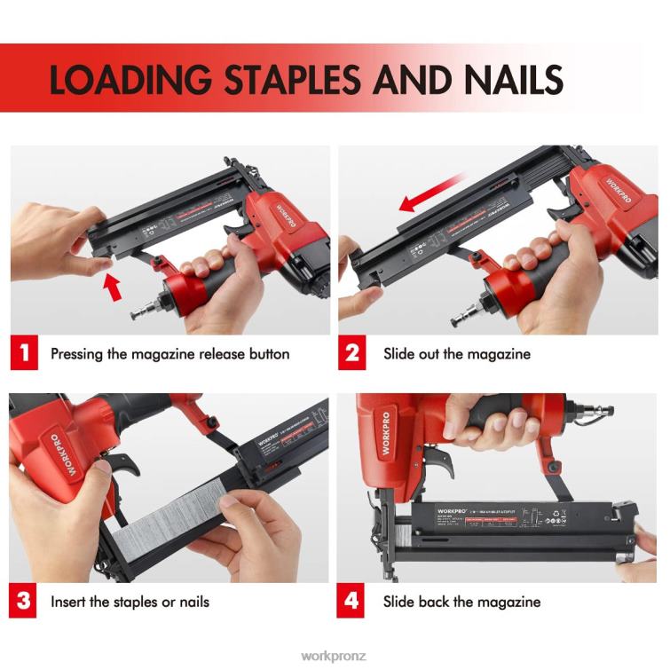 Pneumatic 2 in 1 Brad Nailer with 400pcs Nails/ 300 Pcs Staples 8884L181 Morden WORKPRO Tool