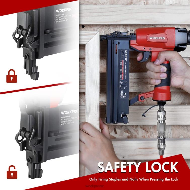 Pneumatic 2 in 1 Brad Nailer with 400pcs Nails/ 300 Pcs Staples 8884L181 Morden WORKPRO Tool