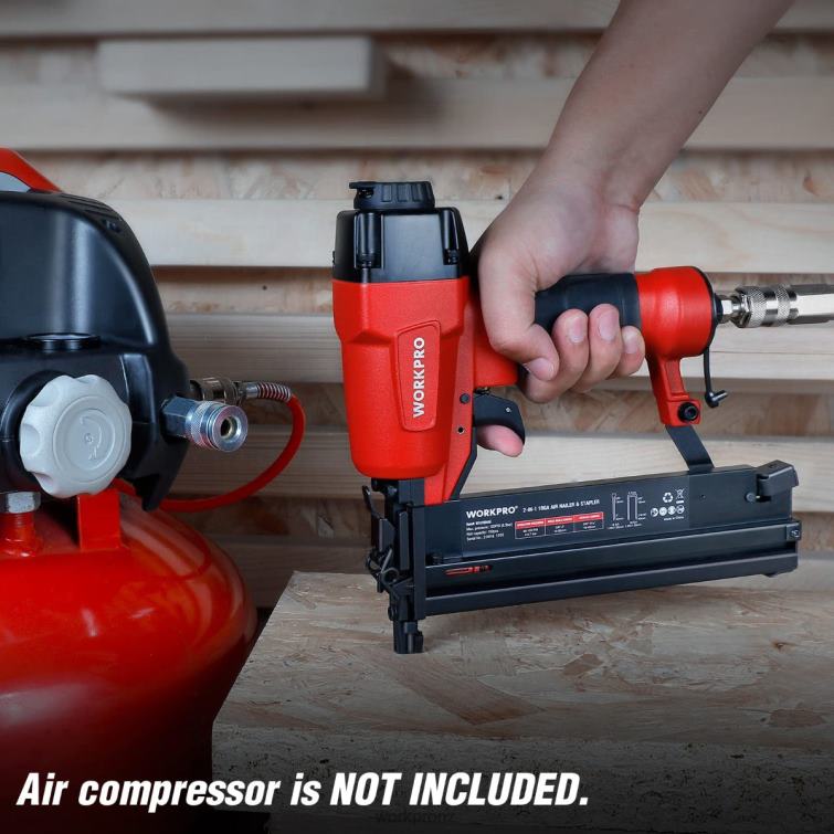 Pneumatic 2 in 1 Brad Nailer with 400pcs Nails/ 300 Pcs Staples 8884L181 Morden WORKPRO Tool