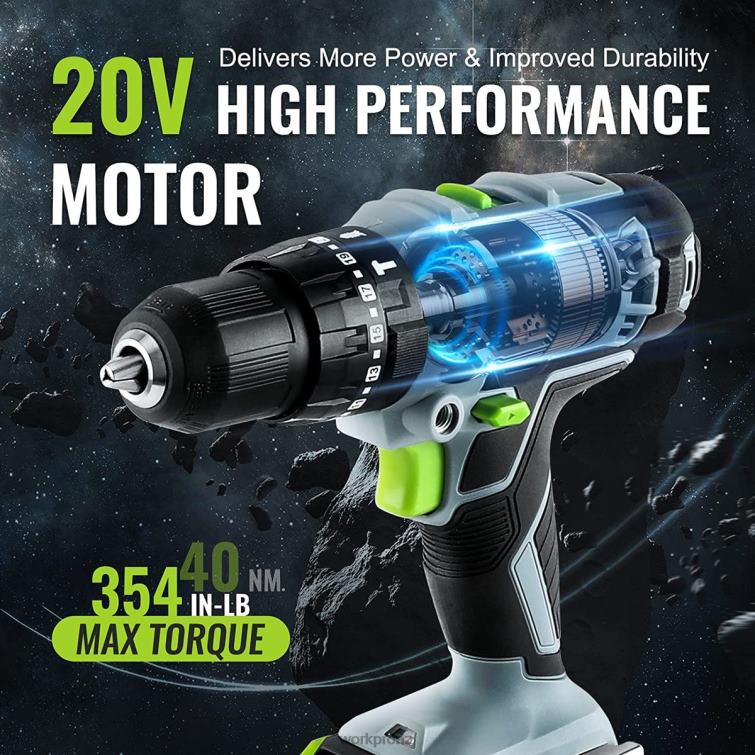 20V Max Cordless Drill Driver Set, Electric Power Impact Drill Tool with 102 Pieces Accessories, 2 x 2.0Ah Li-ion Batteries with Fast Charger 8884L170 Useful WORKPRO Tool