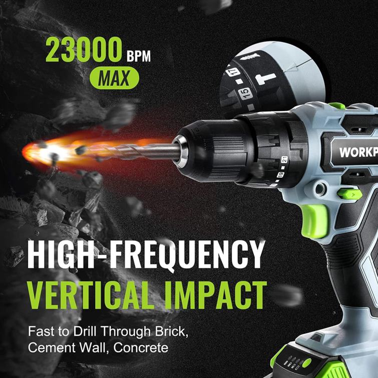 20V Max Cordless Drill Driver Set, Electric Power Impact Drill Tool with 102 Pieces Accessories, 2 x 2.0Ah Li-ion Batteries with Fast Charger 8884L170 Useful WORKPRO Tool