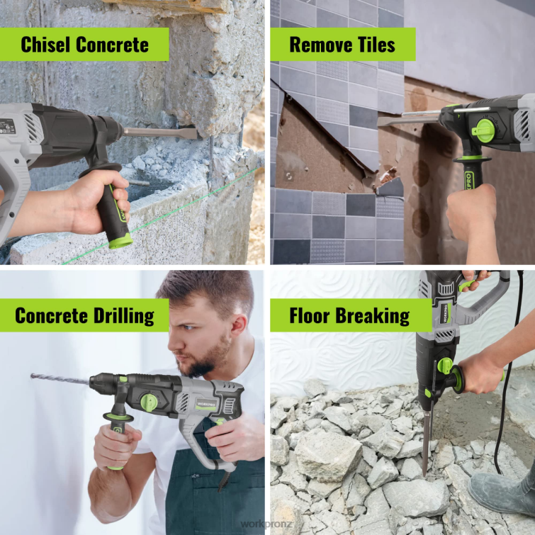 7.5AMP 1-1/4 Inch Premium SDS-Plus Rotary Hammer Drill, Lightweight Corded Version 8884L178 Useful WORKPRO Tool