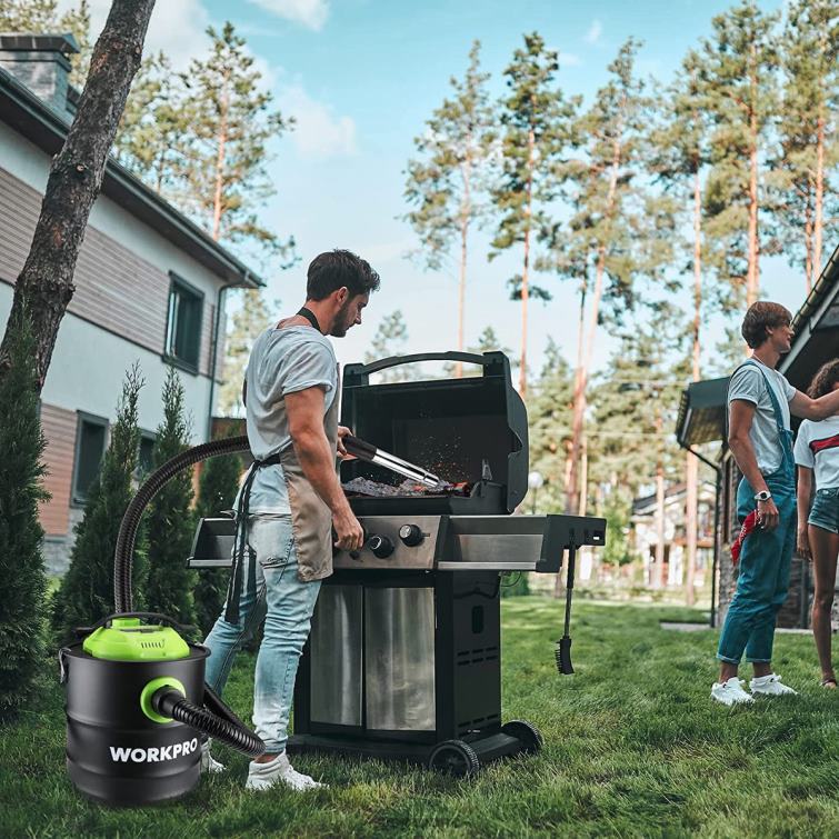 5.2 Gallon Ash Vacuum, 5.5 Peak Horsepower Ash Vac Cleaner with HEPA Filter 8884L212 Helpful WORKPRO Tool