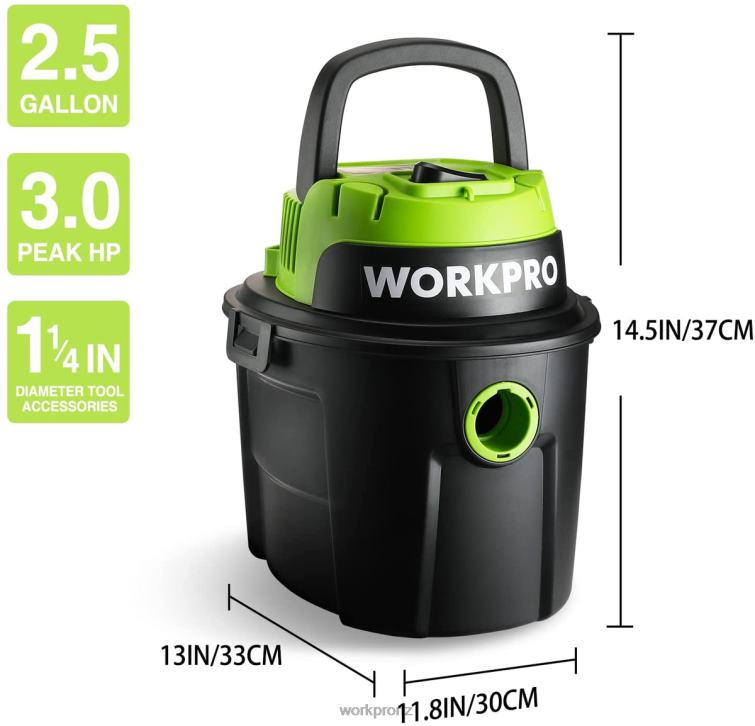 Wet/Dry Vacuum 2.5 Gallon 3 Peak Horsepower, Portable Shop Vacuum Cleaner for Home 8884L216 Useful WORKPRO Tool