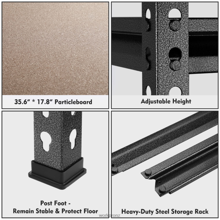 5-Tier Adjustable Metal Rack Storage Heavy Duty Shelving Unit, 4000 lbs Load Capacity 8884L12 Morden WORKPRO Storage