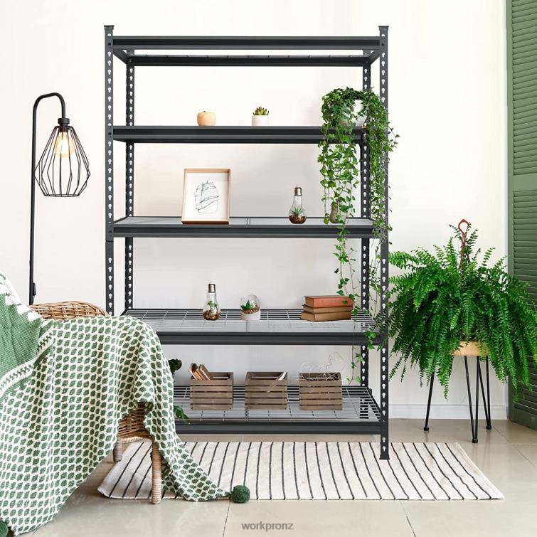 5-Tier Metal Shelving Unit, Heavy Duty Adjustable Storage Rack 8884L7 Black WORKPRO Storage
