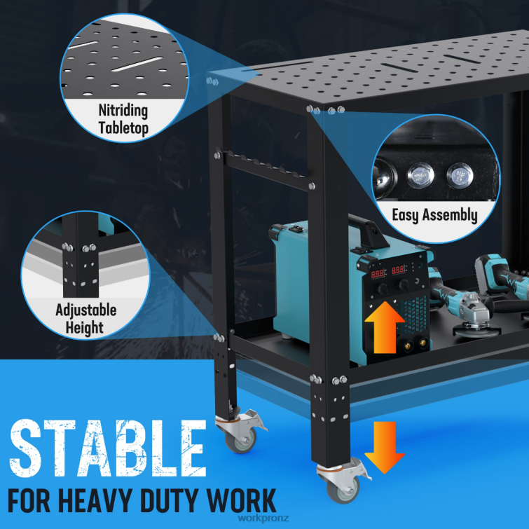 Portable Welding Table, 1200 lbs Load Capacity, Nitriding Tabletop 8884L13 New WORKPRO Storage
