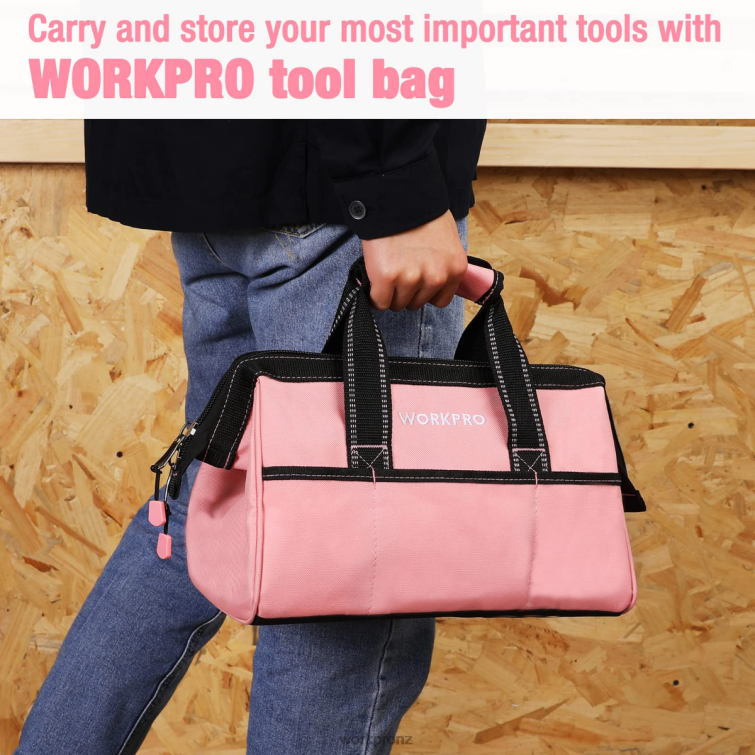 13-Inch Tool Bag, Soft Cloth Tool Storage Bags 8884L29 Pink WORKPRO Storage