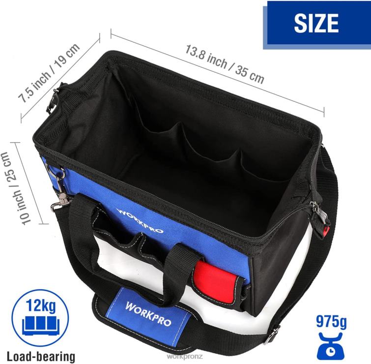 14-inch Tool Bag, Multi-pocket Tool Organizer with Adjustable Shoulder Strap 8884L31 Useful WORKPRO Storage