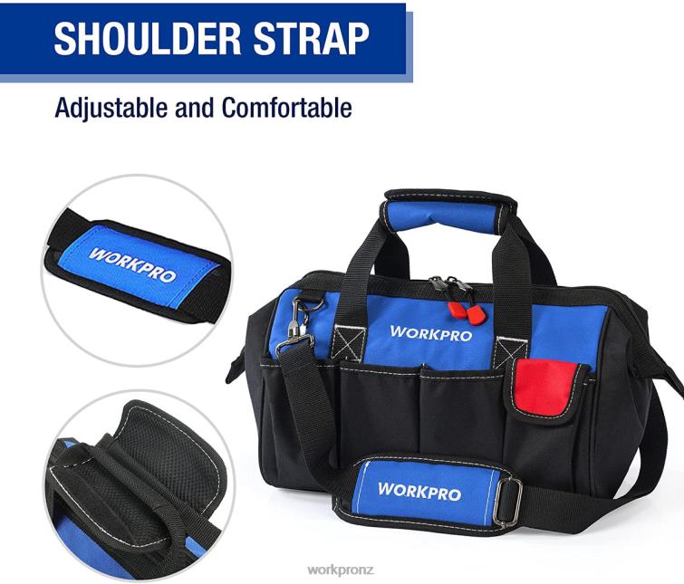 14-inch Tool Bag, Multi-pocket Tool Organizer with Adjustable Shoulder Strap 8884L31 Useful WORKPRO Storage