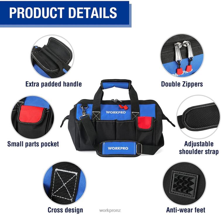 14-inch Tool Bag, Multi-pocket Tool Organizer with Adjustable Shoulder Strap 8884L31 Useful WORKPRO Storage