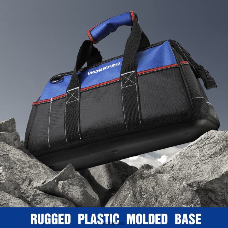 16-inch Wide Mouth Tool Bag, Heavy Duty Cloth Tool Storage Bag with Water Proof Molded Base, Adjustable Shoulder Strap 8884L24 Helpful WORKPRO Storage
