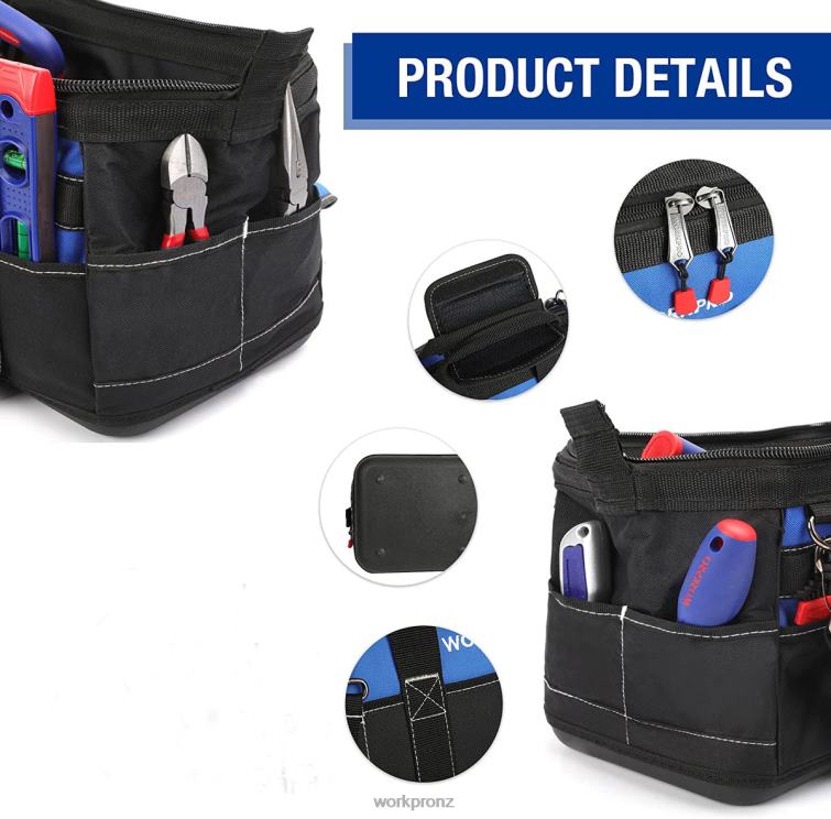 16-inch Wide Mouth Tool Bag with Water Proof Molded Base 8884L34 Useful WORKPRO Storage