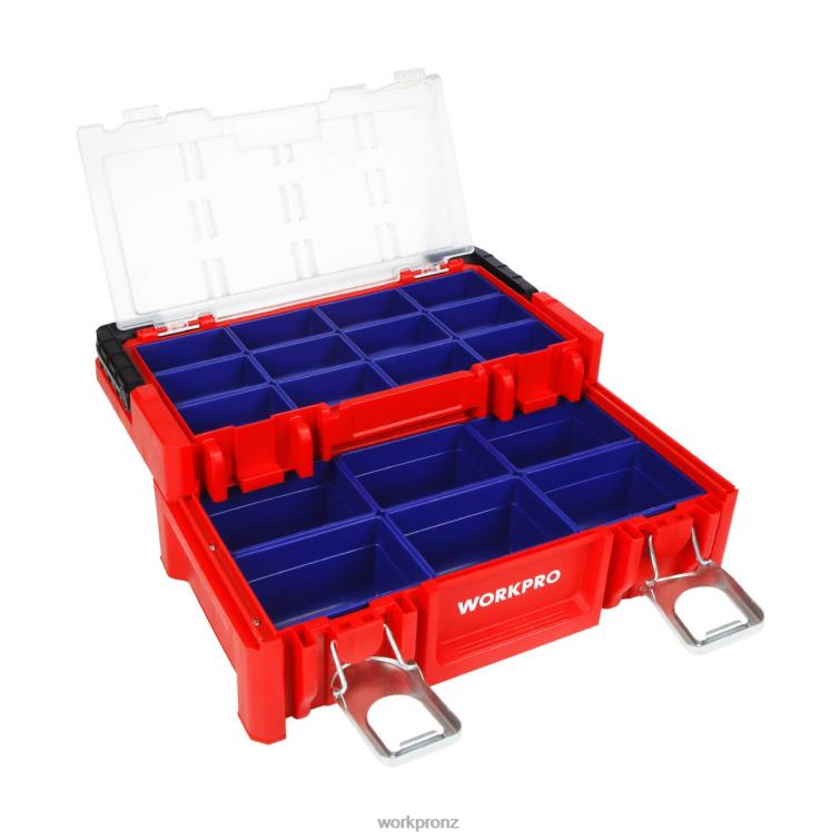 17-inch Plastic Tool Box, Storage Box with Locking Lid and Stainless Steel Handle 8884L25 Red WORKPRO Storage