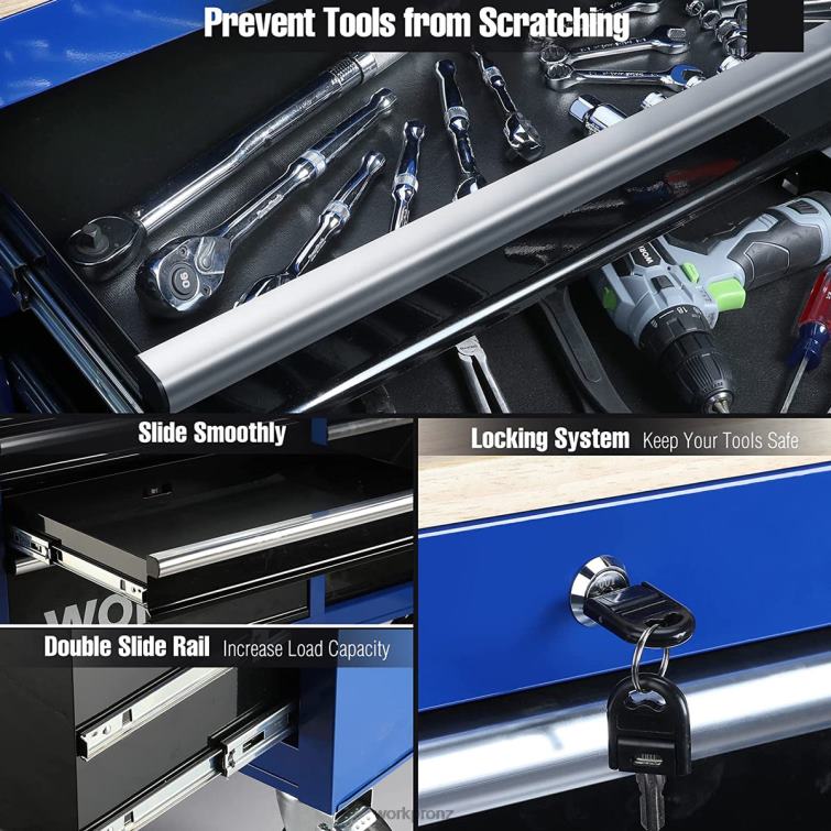 42-Inch 7-Drawers Rolling Tool Chest with Wooden Top, Equipped with Casters, Handle, Drawer Liner, and Locking System, 1000 lbs Load Capacity 8884L26 New WORKPRO Storage