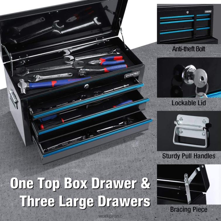 5-Drawer Rolling Tool Chest, Sliding Metal Drawer Rolling Tool Storage Cabinet 8884L18 Useful WORKPRO Storage