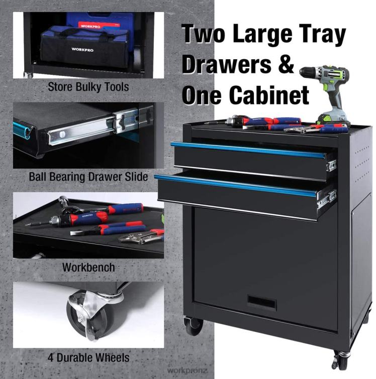 5-Drawer Rolling Tool Chest, Sliding Metal Drawer Rolling Tool Storage Cabinet 8884L18 Useful WORKPRO Storage