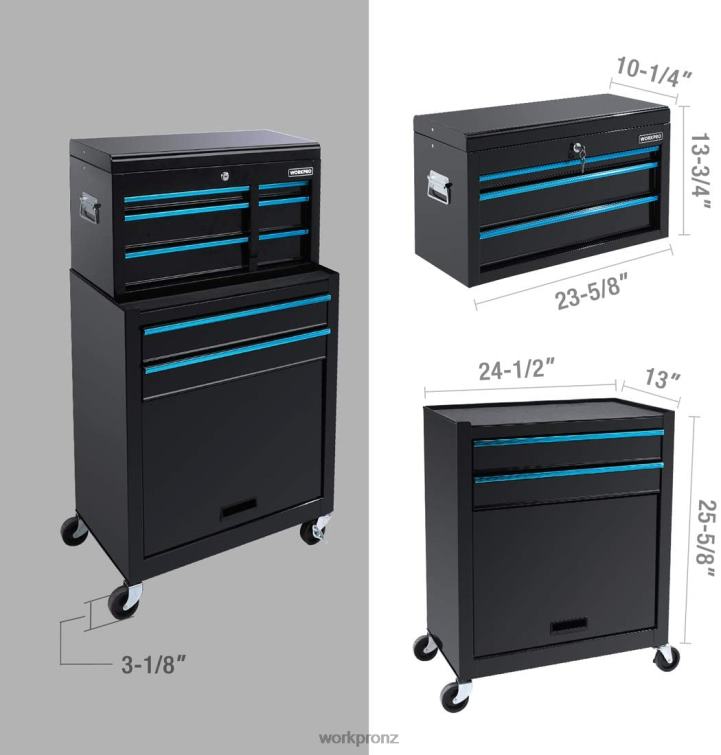 5-Drawer Rolling Tool Chest, Sliding Metal Drawer Rolling Tool Storage Cabinet 8884L18 Useful WORKPRO Storage