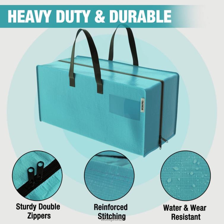 6 Pack Extra Large Heavy-Duty Storage Moving Tote Bags with Zippers & Carrying Handles Backpack Straps 8884L142 Pink/Blue WORKPRO Storage